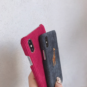 Thời Trang Ấm Áp Vải To Sợi Trường Hợp Điện Thoại Cho <span class=keywords><strong>Iphone</strong></span> XS Max XR Trường Hợp Đối Với <span class=keywords><strong>iPhone</strong></span> 7 8 6 S 6 Cộng Với X dễ Thương Thỏ Thêu Cứng Bìa Trường Hợp - Product Image 3