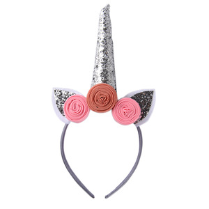 Date Produit Sequin Chat Oreilles Licorne Match de Bandeau BRICOLAGE À La Main Fleur Bandes de Cheveux Pour Les Filles - Product Image 4