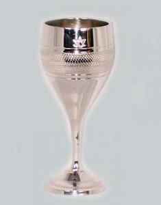 Sustainable Silver Wine <b>Goblet</b> Food-Safe <b>Glass</b> with Metal and Brass Accents Bar Drinkware Accessories - Product Image 1