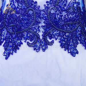 Royal blue Strass corpetto appliques perline per la cerimonia nuziale abiti di cristallo - Product Image 4