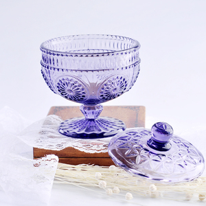 Juego de Copas de Vino de Vidrio Sólido Morado Retro Vintage al por Mayor, Tazón para Helado, Copa de Vidrio, Flautas de Champán, Vajilla para Bodas - Product Image 6