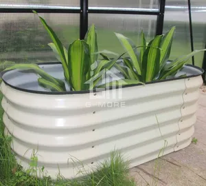 G-MORE Verhoogde Stevige En Stijlvolle Metalen Tuin Planter 60X150X45Cm/Ronde Verhoogde Bloem Bed