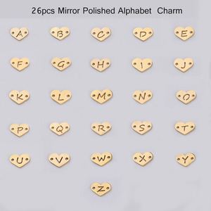 12 millimetri In Acciaio Inox Cava di <span class=keywords><strong>Amore</strong></span> Del Cuore di Colore Dell'oro A-Z Inglese Lettera di Fascini di Alfabeto per Gioielli FAI DA TE - Product Image 3