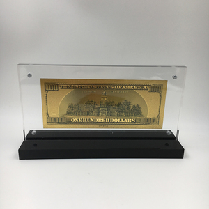 アクリルフレームディスプレイ付き装飾工芸品24Kゴールド紙幣アメリカ1000米ドル紙幣を示すオフィス