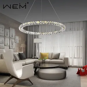 New Product Hot Sales Crystal Pendant Light LED Pendant Lighting Chandeliers Style Ring Crystal Modern Contemporary Hotel 120 80
