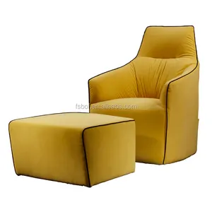 High-quality Leisure Armchair Fireside Chair Sofa Chair with Foot Stool Fabric Lounge Chairs
