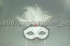Diseño Simple patrón de rejilla completa <span class=keywords><strong>carnaval</strong></span> masquerade máscara con plumas de avestruz blanco decorar - Product Image 1