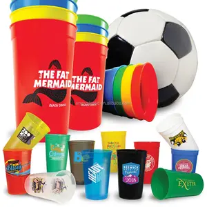 Plastic Reusable Personalized 32 oz plastic stadium Casino Cup with lid with straw optional