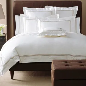 Thêu Thiết Kế Thương Hiệu 300TC Satin Cao Chất Lượng Bộ Đồ Giường Cotton Bộ Duvet Cover Vua Kích Thước Khách Sạn Giá Rẻ Duvet Bao Gồm