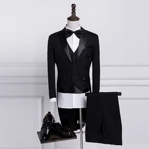 Top exquisite wedding tuxedo swallow-tailed men's coat pant designs wedding suit