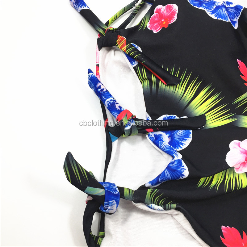 One-piece swimsuit flora printed swimsuit custom swimwear sexy bikini