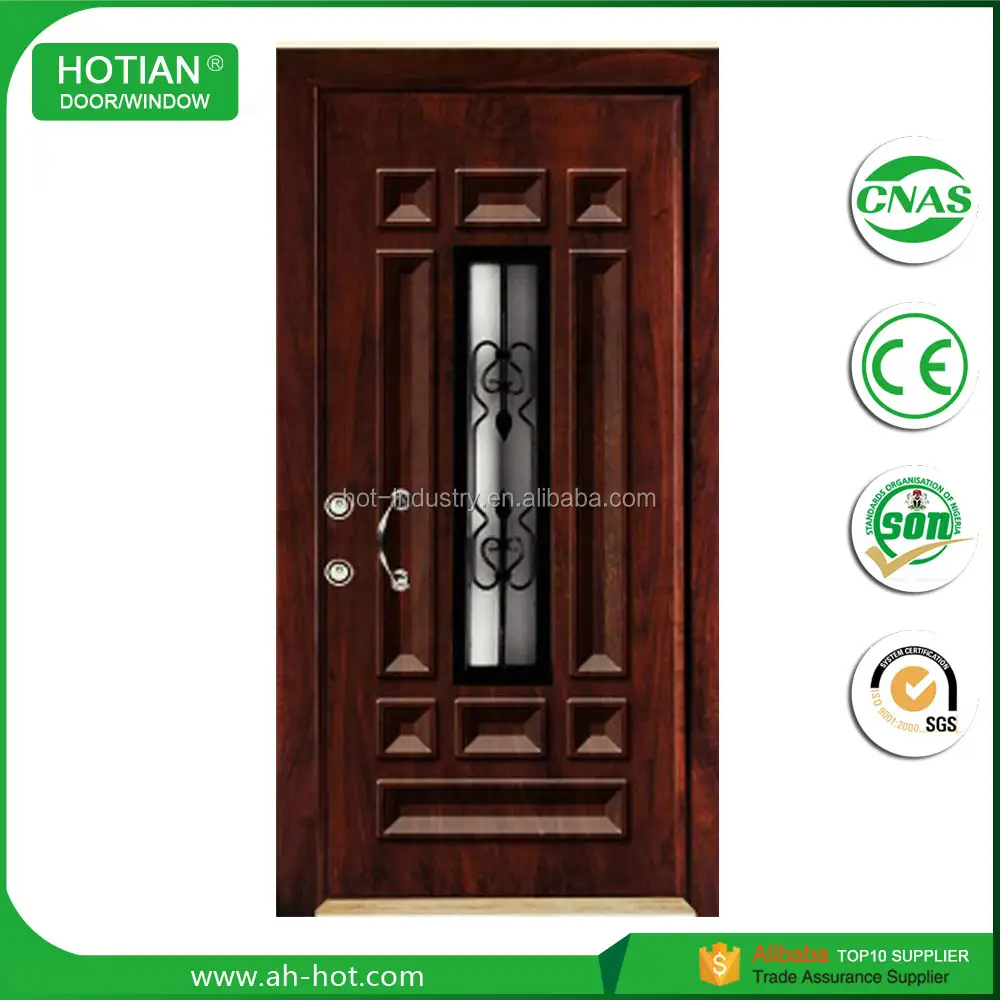 Quality Primacy Used Wrought Iron Exterior Steel Doors Cheap 6 Panel Steel Wood And Armored Door For Sale