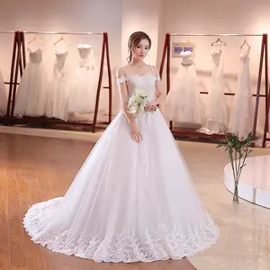 Atacado china qualidade vestido de casamento alça espaguete longo noiva vestido de baile