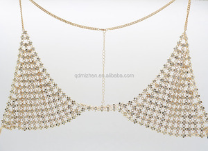 New Sexy Fashion Crystal Rhinestone and Copper <strong>Diamante</strong> Body Chain <strong>Bra</strong> Handmade Body Jewelry for Weddings and Parties Gift - Product Image 2