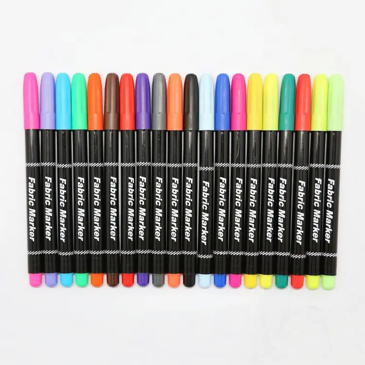 Professionele 20 kleuren 3mm bullet tip permanente textiel waterdichte stof markers pen