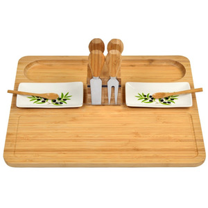 Gros Plateau De fromage En Bambou avec <span class=keywords><strong>Couteau</strong></span> Bloc organique bambou <span class=keywords><strong>planche</strong></span> <span class=keywords><strong>à</strong></span> découper <span class=keywords><strong>Pain</strong></span> et Fromage Ensemble - Product Image 2