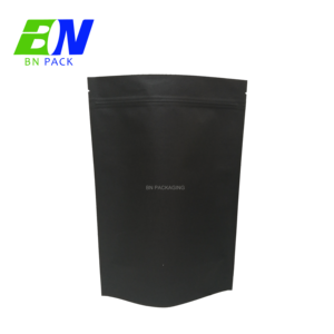 Sac d'emballage en papier kraft noir debout de 250g, matériaux recyclés imprimés avec logo personnalisé pour thé, snack, vin et bière à usage alimentaire - Product Image 4