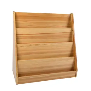 China children furniture supplier leaderjoy montessori Pine wood bookshelf for kindergarten