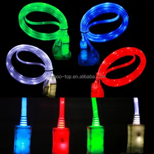 (بيع بالجملة) كابل USB سلكي 2024 LED ملون 3 قدم / 1 متر ضوء LED 2 أمبير كابل بيانات USB مصغر للأندرويد لآيفون