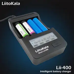 LiitoKala Lii-400 מקורי אינטליגנטי 3.7V סוללה מטען עם מתאם לרכב עבור AA AAA SC 10440 14500 16340 17670 18650 26650
