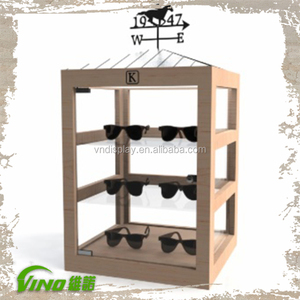 Présentoir de lunettes de soleil en verre à cadre en bois de qualité supérieure avec étagères réglables-Idéal pour le présentoir de sol de lunettes de soleil - Product Image 2