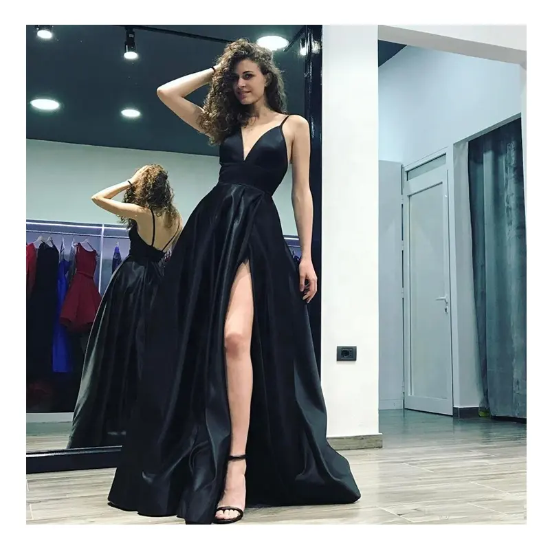 evening dresses germany Elegant Asymmetrical Neckline Pleated Sweep Train Satin/Chiffon Evening  Dresses