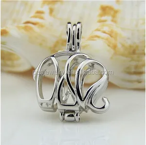 Best selling elephant necklace locket with freshpearl cage costume jewelry (PES3-1358)