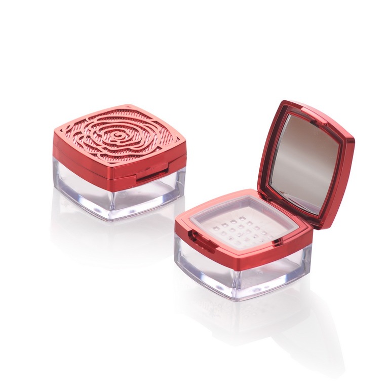 Mini rose loose powder cosmetic packaging / case / container / jar / packing with mirror