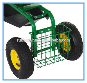 Garden Type <strong>Stool</strong> <strong>on</strong> <strong>Wheels</strong> Seat Cart Tractor Scoot with Bucket Basket - Product Image 4