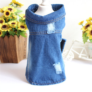 Jins Klasik Pakaian Anjing Empat Musim Semi Musim Panas Pakaian Hewan Peliharaan Lubang Anjing Jean Rompi Denim Jaket Mantel Anjing - Product Image 1