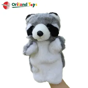 Customized Soft Stuffed Animal Hand Puppet For Theater Funny Plush Raccoon Hand Puppet Toy