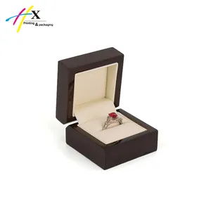 Wholesale wooden ring box solid wood made luxury nature colour jewelry box