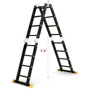 4.7M 15.5ft nhôm đa năng thang <span class=keywords><strong>telescoping</strong></span> gấp nền tảng mở rộng màu đen với hai nền tảng làm việc - Product Image 5