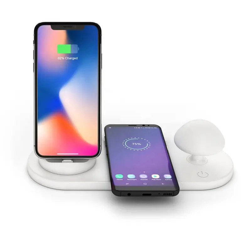 2019 New Products with Mushroom Light qi wireless charging station usb charging dock for cell phone