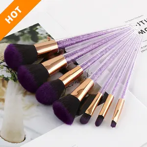 New design Portable 7pcs Makeup Brushes Set Purple Crystal Face Makeup Kits for Girls Cosmetic