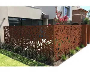 Warna Karat Corten Steel Finishing Laser Cut Iron Fence, Laser Cutting Perumahan Besi Pagar dan Gerbang