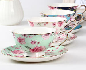 CCM-050 antico di caffè di ceramica tazze da tè e piattini/fine bone insieme di tè della porcellana/porcellana floreale tazze di caffè e piattini set, - Product Image 3
