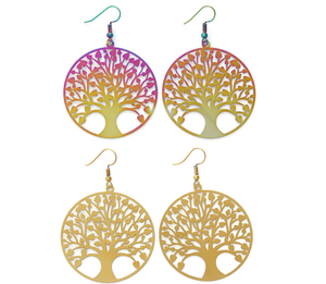 Nuovo <span class=keywords><strong>Acciaio</strong></span> inossidabile Oro Colorful Tree Of Life Orecchino - Product Image 3