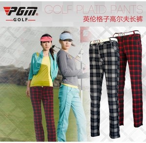 De algodón a cuadros Golf PGM de la mujer pantalones - Product Image 1