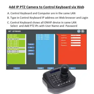 MYTECH 4D จอยสติ๊ก IP PTZ เครือข่ายควบคุมแป้นพิมพ์ที่มีจอแสดงผล LCD สำหรับความเร็วสูง PTZ โดมกล้อง IP