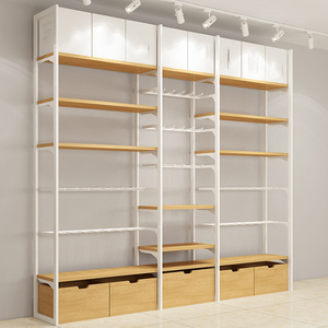 Scaffale da Parete in Legno Decorativo Personalizzabile per Negozi con Cassetto - Product Image 3