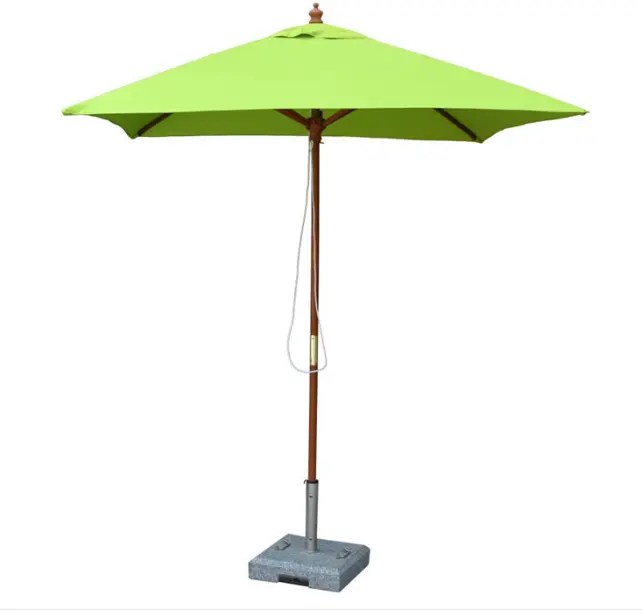 2.7 M Cafe Teras Kayu Taman Payung Matahari Naungan Luar Ruangan Pantai Parasol Canopy 8 Rusuk 38 MM Tiang W/Air Vent 220g Polyester