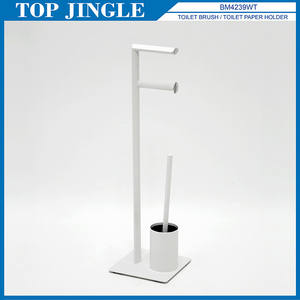 F shape design Metal toilet paper holder with toilet brush holder - Product Image 1