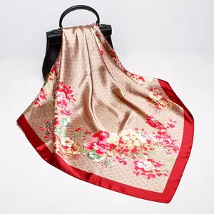 fashion printed brand satin material women Italian scarf silk material custom Italy design scarf