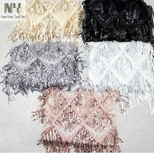 Nanyee Dệt Đa Màu Sắc Nướng-soluable Tua Sequin Bridal Thêu Vải Cho Áo Cưới - Product Image 4