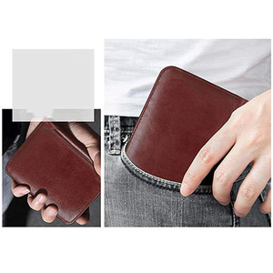 Del Cuoio Genuino degli uomini Del Raccoglitore della Tasca <span class=keywords><strong>Verticale</strong></span> del Supporto di Carta Bifold Della Borsa per Gli Uomini - Product Image 2