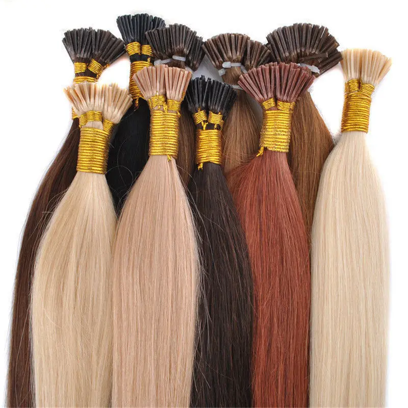 Pre Bonded Hair Extensions Human Hair Italian Keratin Fusion Hair Extensions Remy Natural Stick U/Flat/I Tip Hair Extensions