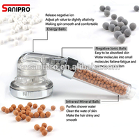 SANIPRO – pommeau de bain à main à jet de pierre à haute pression avec billes en céramique activées par ions négatifs, 3 modes réglables