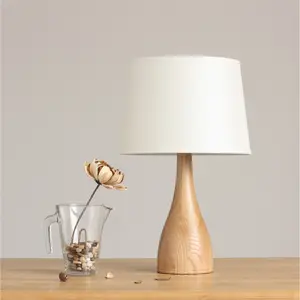 Haute Qualité Lampe à Poser Bankers Bois Pas Cher Bois Lecture Éclairage de Bureau avec Abat-Jour En Tissu Blanc pour la Décoration Intérieure