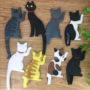 Stok Grosir Pesanan Kecil Kreatif Rumah Tangga Lucu Kucing Magnet Kulkas Silikon Kucing Ekor Kait